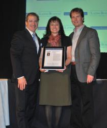 Winners Martha De La Torre and Joe Badame with Matt Toledo Publisher and CEO of the Los Angeles Business Journal
